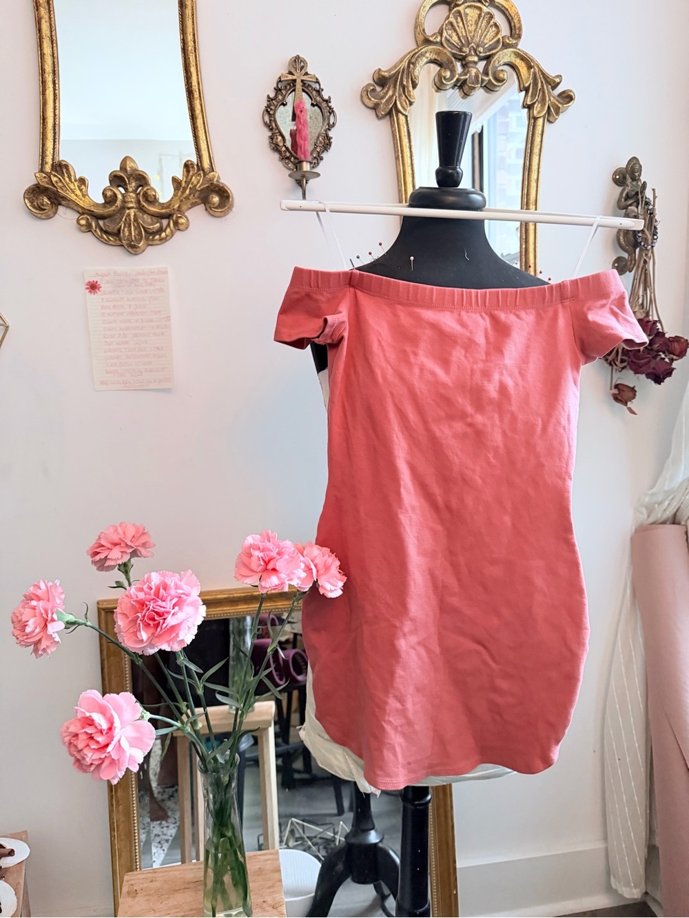 Windsor Coral Off-Shoulder Crop Top